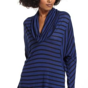 Anthropologie Striped Jersey Knit Cowl Neck Top